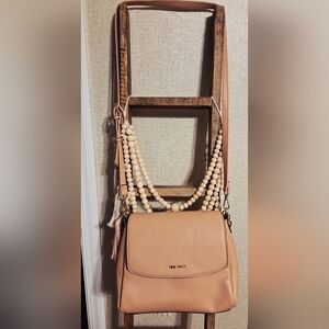 Nine West Tan Crossbody Bag with Beaded Strap